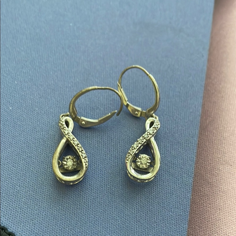 Gold and Silver Infinity Earrings with Crystal Accents